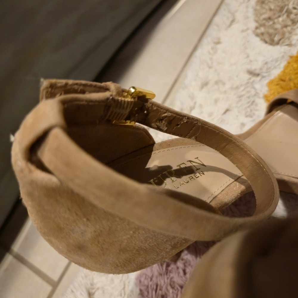 Ralph Lauren Stiletto Heel Ankle Strap Tarah Allie Gwen 9 Suede Classy Wedding - Picture 9 of 16